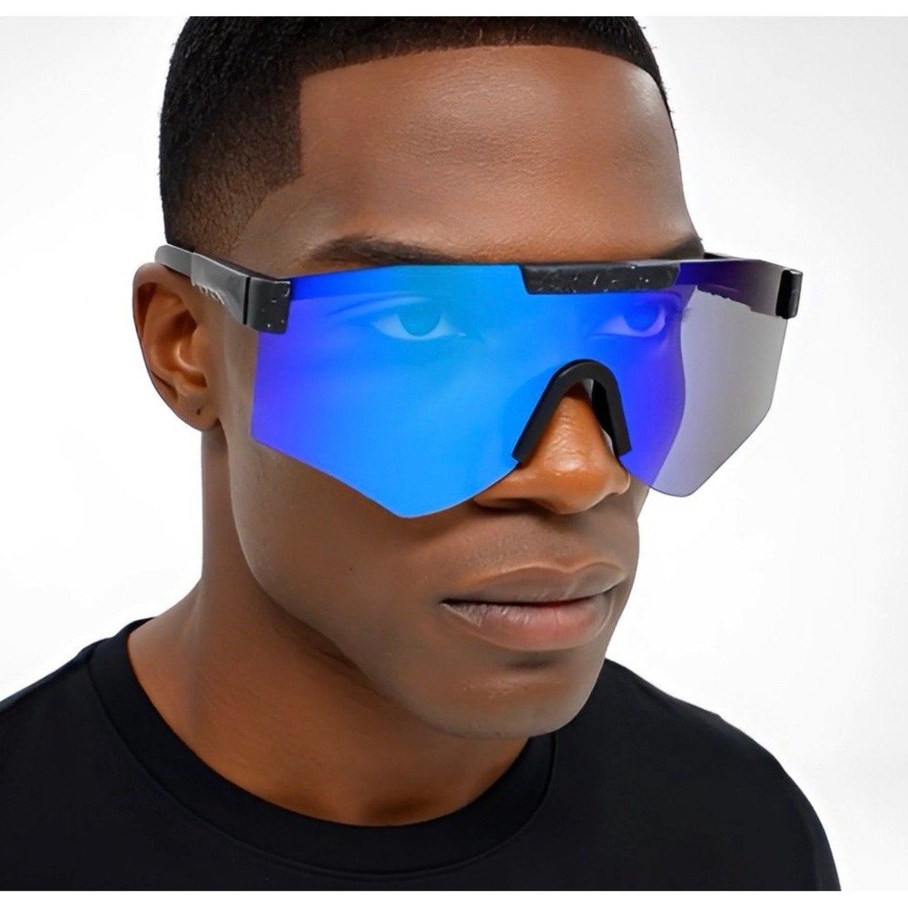 Mirrored Sunglasses Visor Shield Style‎ Blue Lens Sporty Fashion Men Beach Style